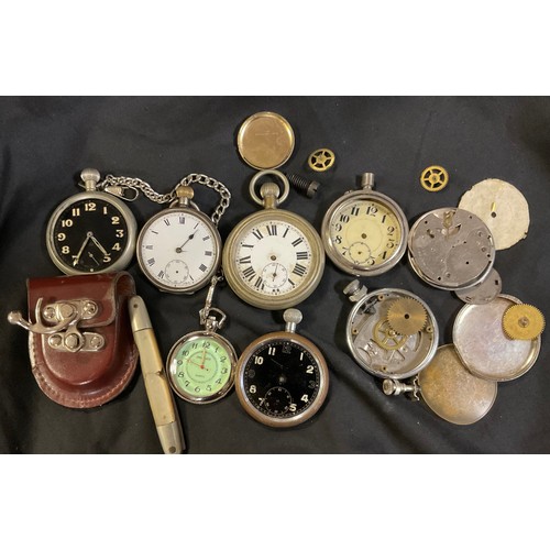 342 - Pocket Watches - parts, including Military GSTP XX 218313;  mainly chrome;  pen knife;  etc