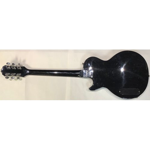 43 - Musical Instruments - an Epiphone Les Paul Junior guitar, 1997, Made in Japan, black finish, P90 pic... 