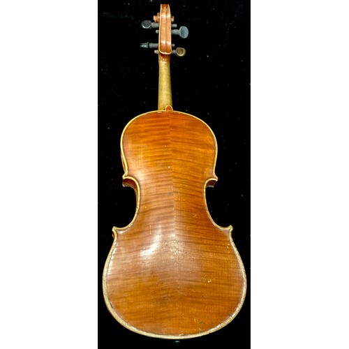 44 - A violin, the two-piece back 36cm long excluding button, paper label Copy of Nicolaus Fr Amati Fecit... 