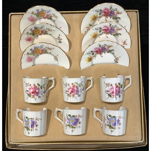 55 - A Royal Crown Derby Posie pattern coffee set for six, printed marks in green, original box; a Royal ... 