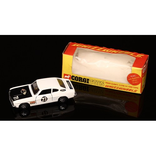 4113 - Corgi Toys Whizzwheels 303 Roger Clark's 3 litre V.6. Ford Capri, white body, black bonnet, various ... 