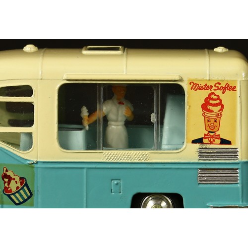 4104 - Corgi Toys 428 Smith's Mister Softee ice cream van with windows, pale blue and cream body with vario... 