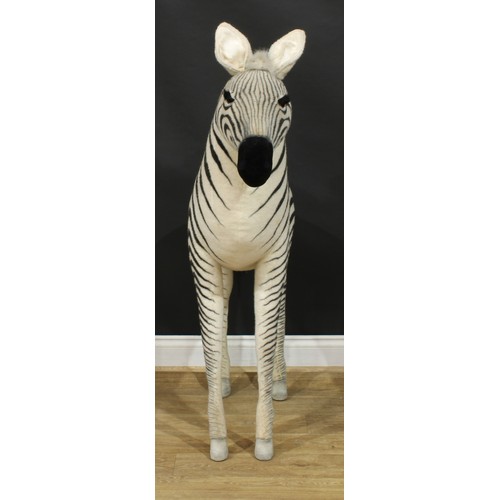 4048 - A large shop display/point of sale model of a Zebra, probably by Steiff (Germany) or similar, brown ... 