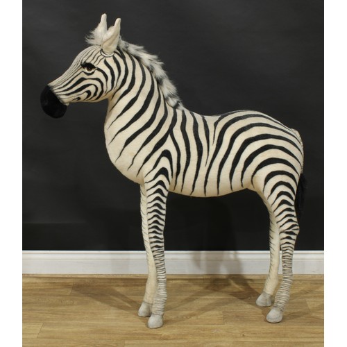 4048 - A large shop display/point of sale model of a Zebra, probably by Steiff (Germany) or similar, brown ... 