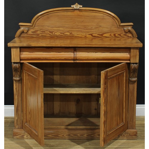 106 - A Victorian pitch pine chiffonier, 120cm high, 115cm wide, 45.5cm deep, c.1860