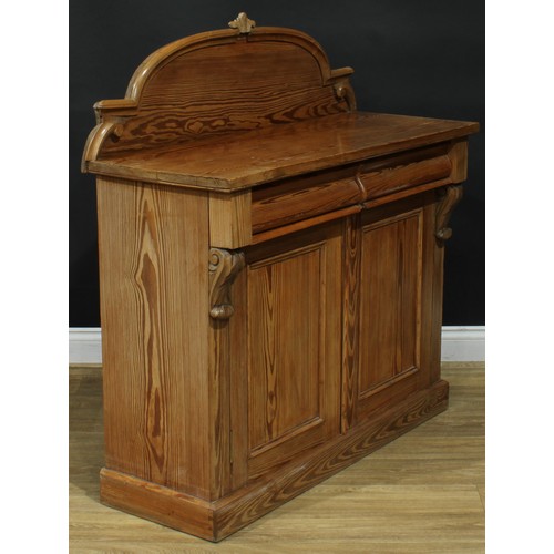 106 - A Victorian pitch pine chiffonier, 120cm high, 115cm wide, 45.5cm deep, c.1860