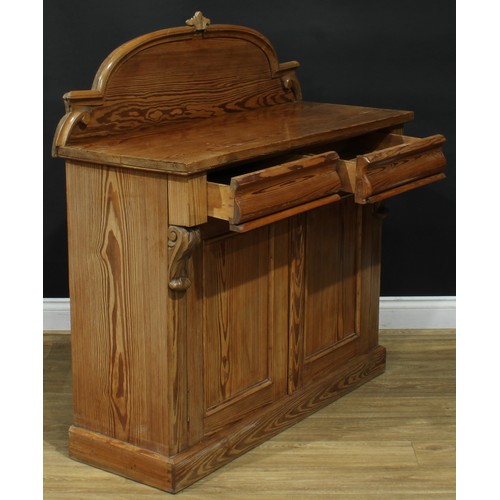 106 - A Victorian pitch pine chiffonier, 120cm high, 115cm wide, 45.5cm deep, c.1860