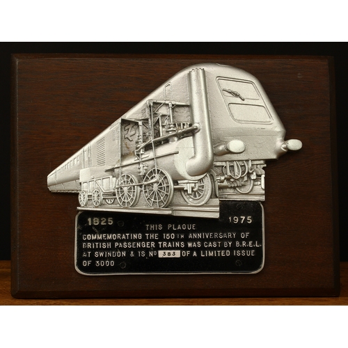 4258 - Railwayana - a commemorative cast aluminium plaque, cast by B.R.E.L. at Swindon, the plaque commemor... 