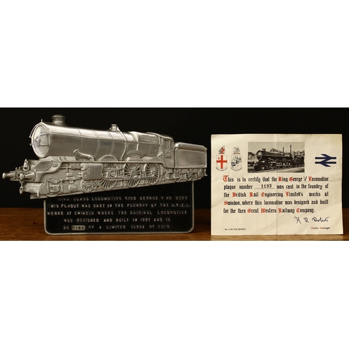 4260 - Railwayana - a commemorative cast aluminium plaque in the form of the George V King Class locomotive... 