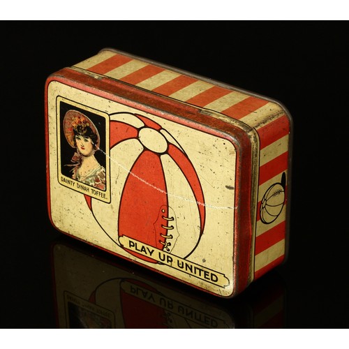 4275 - Advertising, Sport, Football - an early 20th century rounded rectangular Dainty Dinah Toffee tin, 'P... 