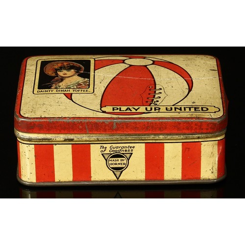 4275 - Advertising, Sport, Football - an early 20th century rounded rectangular Dainty Dinah Toffee tin, 'P... 