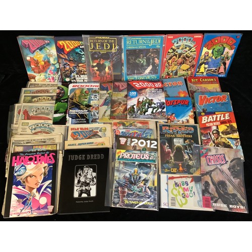 4397 - A mixed lot of 2000AD comics, annuals and sundry British comic annuals, Judge Dredd Featuring Judge ... 