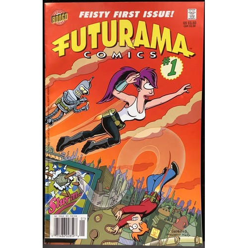 4407 - Futerama Comics #1-9. FN-VFN. 2000 Bongo Comics. Matt Groening postcard Book. Futurama, Bender Robot... 