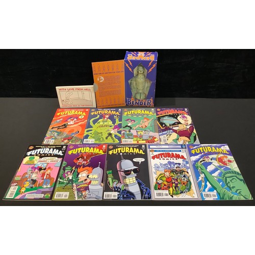 4407 - Futerama Comics #1-9. FN-VFN. 2000 Bongo Comics. Matt Groening postcard Book. Futurama, Bender Robot... 