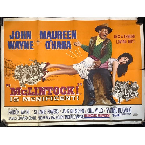 4415 - 4 1960s Rom-Com movie posters. McClintock! John Wayne (1963). Assault on Queen, Frank Sinatra (1966)... 