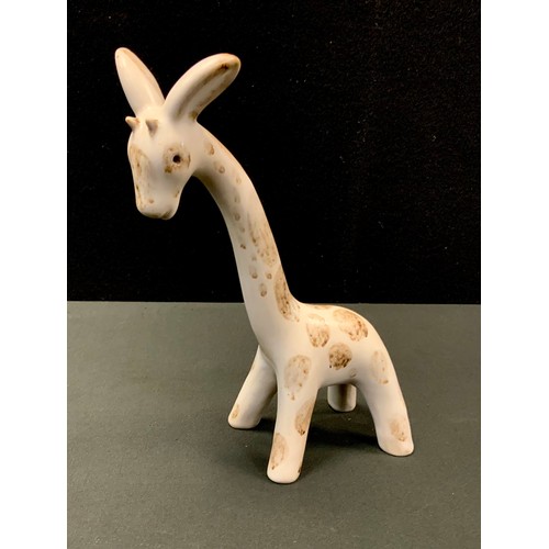 15 - A Bourne Denby Danesby Ware novelty animal, large giraffe, grey brown patch markings, 25cm high, c.1... 