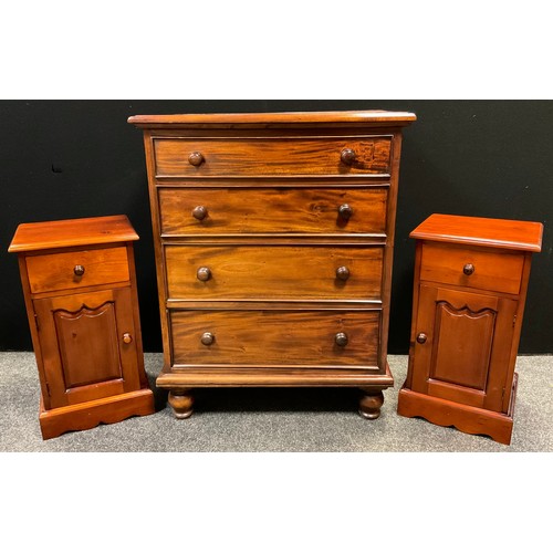 47 - A mahogany chest of four graduated drawers, 103cm tall x 81.5cm wide x 52cm deep, and a similar pair... 