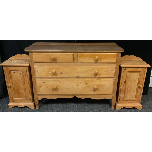 56 - An early 20th century pine dressing chest, 178cm tall (89.5cm to top of chest) x 120.5cm wide x 45.5... 