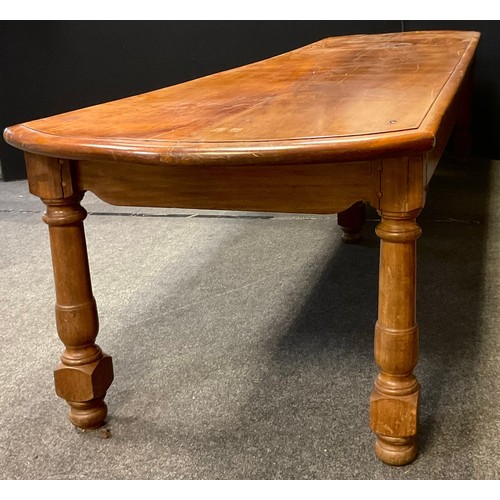 82 - A Large French solid Lacewood (London Plane), refectory table, rectangular top with rounded ends, si... 