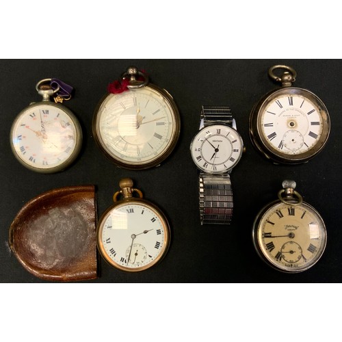 387 - A Victorian silver cased open face pocket watch, Birmingham 1899;  another continental 935 silver;  ... 