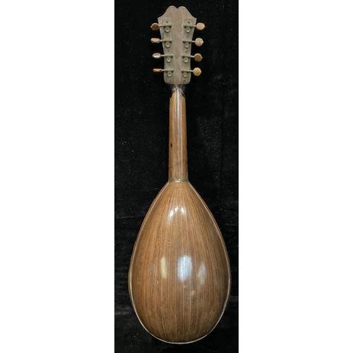 85 - An early 20th century Italian mandolin, inlaid with tortoiseshell and mother of pearl, 60cm long