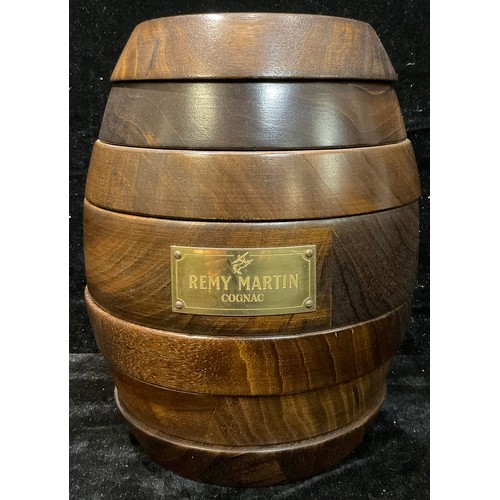 88 - An advertising Remy Martin Cognac sectional wooden games barrel, 27cm