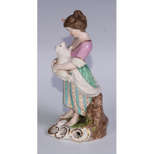 103 - A Sampson Hancock Derby figure, allegorical of summer, modelled as a young girl gathering flowers, 1... 