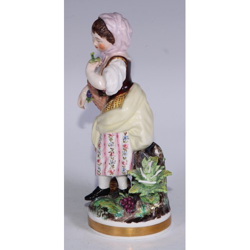 103 - A Sampson Hancock Derby figure, allegorical of summer, modelled as a young girl gathering flowers, 1... 