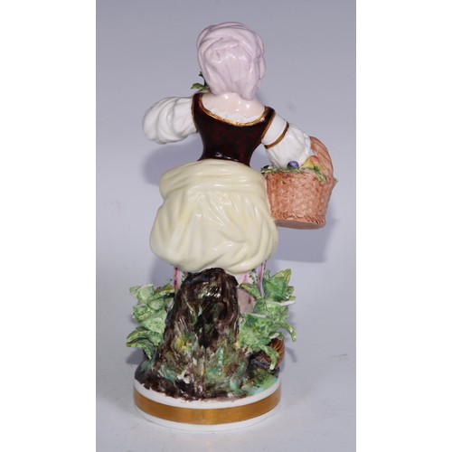 103 - A Sampson Hancock Derby figure, allegorical of summer, modelled as a young girl gathering flowers, 1... 