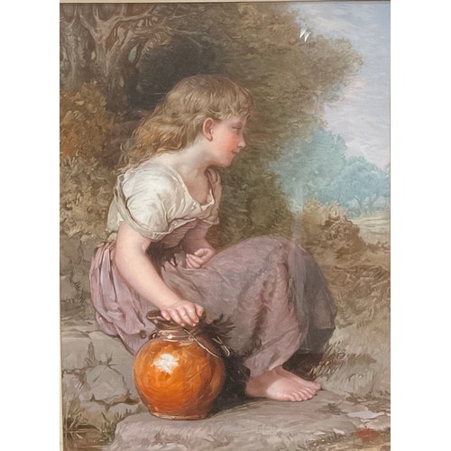 118 - A pair of 19th century lithographic prints, of children in pastoral settings, 41cm x 30cm, each gilt... 