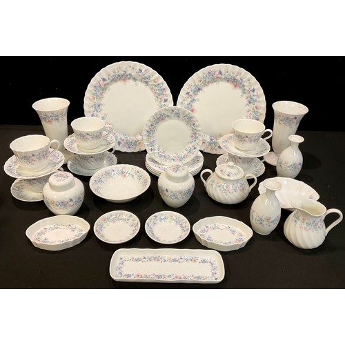 162 - Wedgwood Angela pattern tea cups, saucers, sandwich plates, vases, etc (quantity)