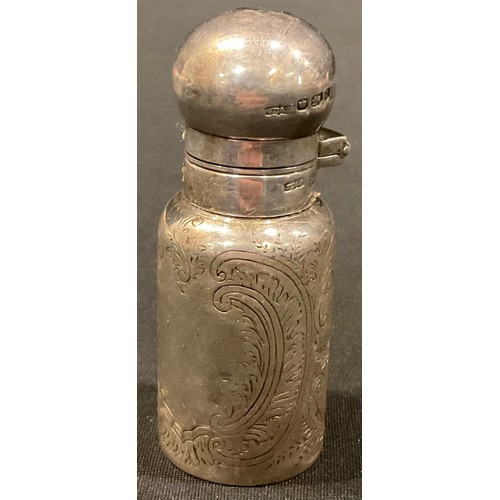 198 - A Victorian silver scent bottle, associated hinged twist cover, 7.5cm high