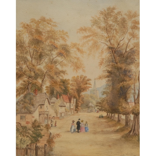 894 - English School (early 19th century)
The Promenade to Church
watercolour, 34cm x 27cm