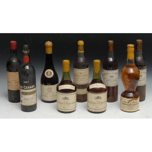 822 - Wine,  Chateau Lynch Bages Pauillac Medoc, 1967, sealed, level near top of shoulder; Rieussec Sauter... 