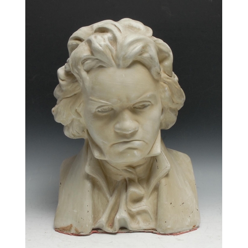 439 - A plaster library bust, of Ludwig van Beethoven, 40cm high