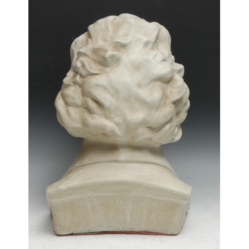 439 - A plaster library bust, of Ludwig van Beethoven, 40cm high