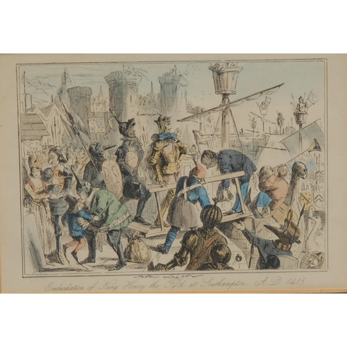 879 - John Leech (1817 - 1864), after,  set of seven caricature and comical prints, Embarkation of King He... 