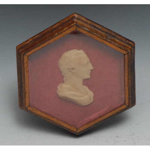 275 - A 19th century wax portrait bust, after James Tassie, inscribed Robert Adam, Architect, Died 4 March... 