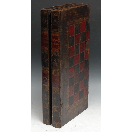 267 - A 19th century tooled and gilt leather games box, as a pair of stacked books, History of Canada Vol ... 