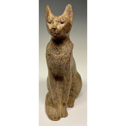 543 - An Egyptian Grand Tour type granite library model of Bastet, as a cat, in seated pose, 39.5cm high