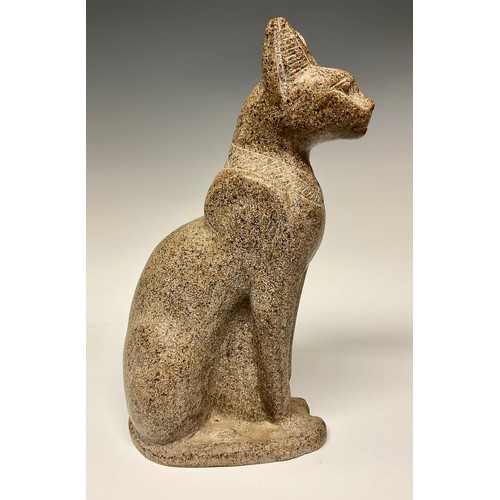 543 - An Egyptian Grand Tour type granite library model of Bastet, as a cat, in seated pose, 39.5cm high