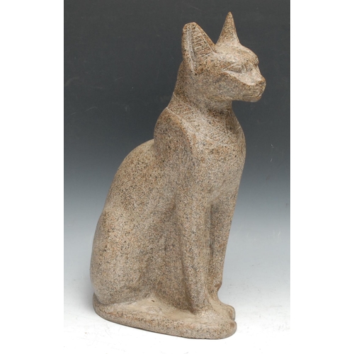 543 - An Egyptian Grand Tour type granite library model of Bastet, as a cat, in seated pose, 39.5cm high