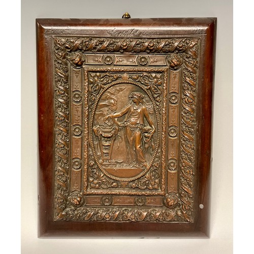 15 - A 19th century electrotype panel, in the Classical Revival manner with a Vestal Virgin at her tripod... 