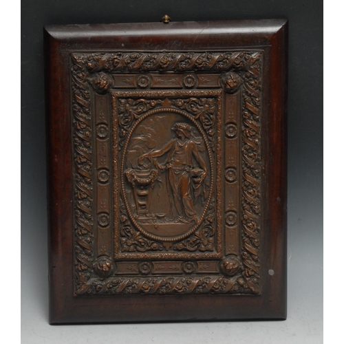 15 - A 19th century electrotype panel, in the Classical Revival manner with a Vestal Virgin at her tripod... 