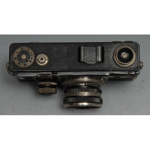 963 - Photography - a Zeiss Ikon Contax I camera, the lens Carl Zeiss Je r1454765 Sonnar 1:2 f=5cm, leathe... 