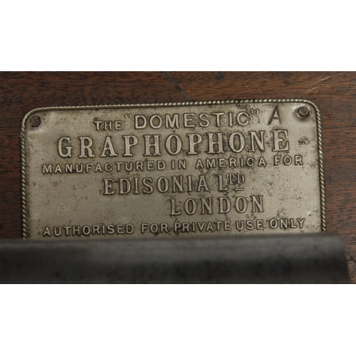 789 - An early 20th century Edison Domestic Graphophone, 29cm wide;  another;  a part French phonograph (3... 