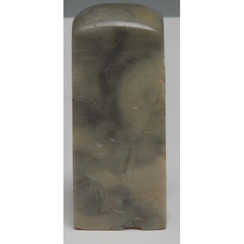 304 - A Chinese soapstone seal, inscribed to two faces with verse, 5.5cm highl others (5)