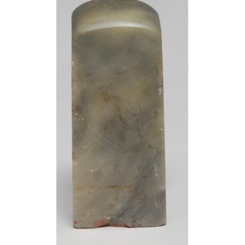 304 - A Chinese soapstone seal, inscribed to two faces with verse, 5.5cm highl others (5)