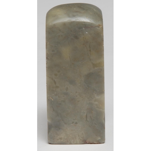 304 - A Chinese soapstone seal, inscribed to two faces with verse, 5.5cm highl others (5)