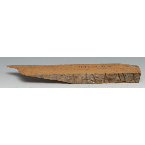 241 - The Cult of Nelson - a splinter of salvaged oak, stamped HMS Victory, Chatham 1765, 34.5cm long